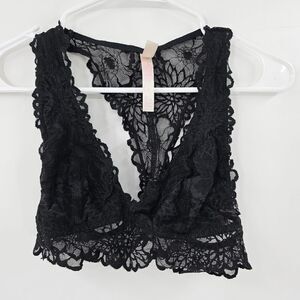Victoria's Secret PINK lace bralette small black floral racerback